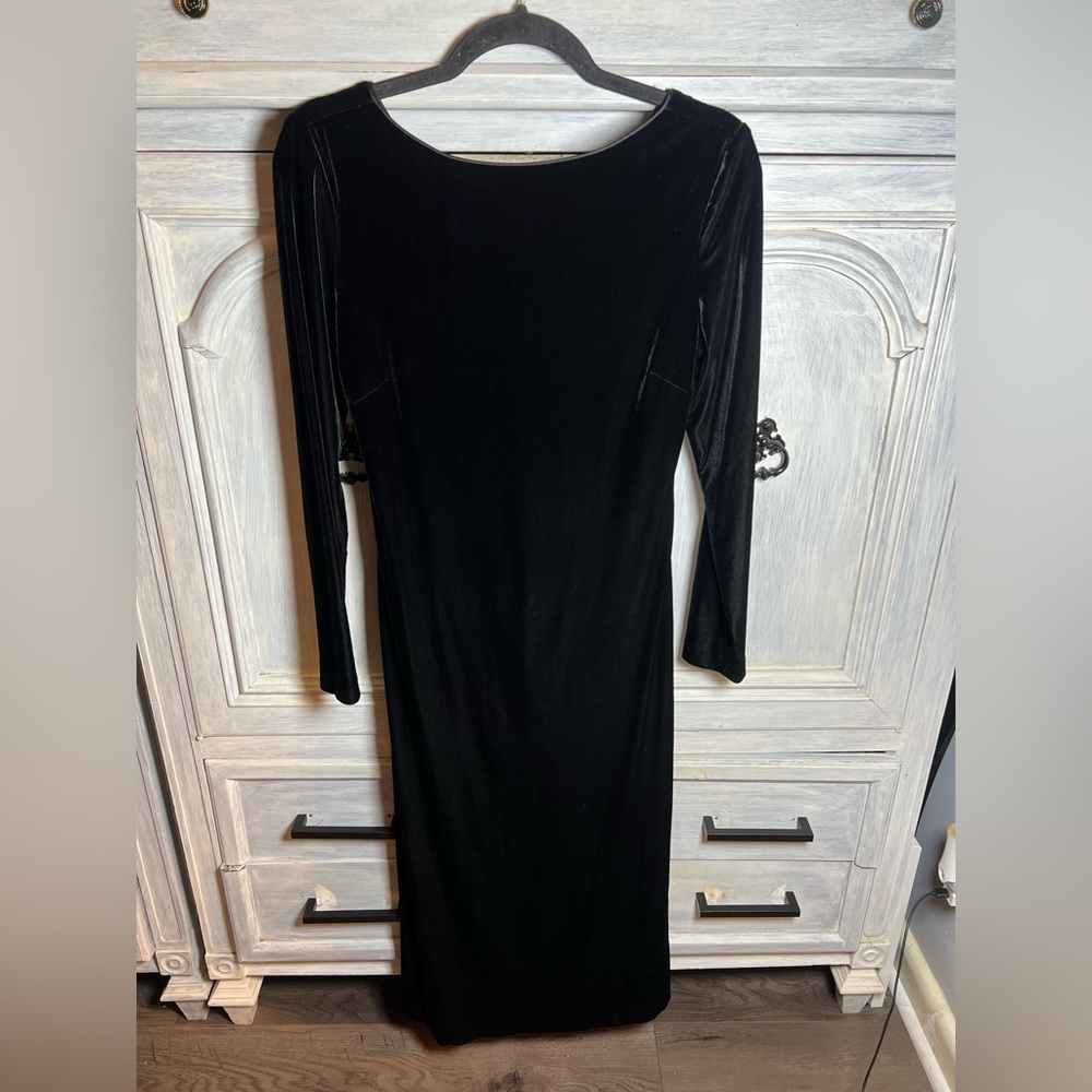 Vintage 90’s Ever Beauty Black Velvet Twist Back Slip Midi Dress Cocktail Formal